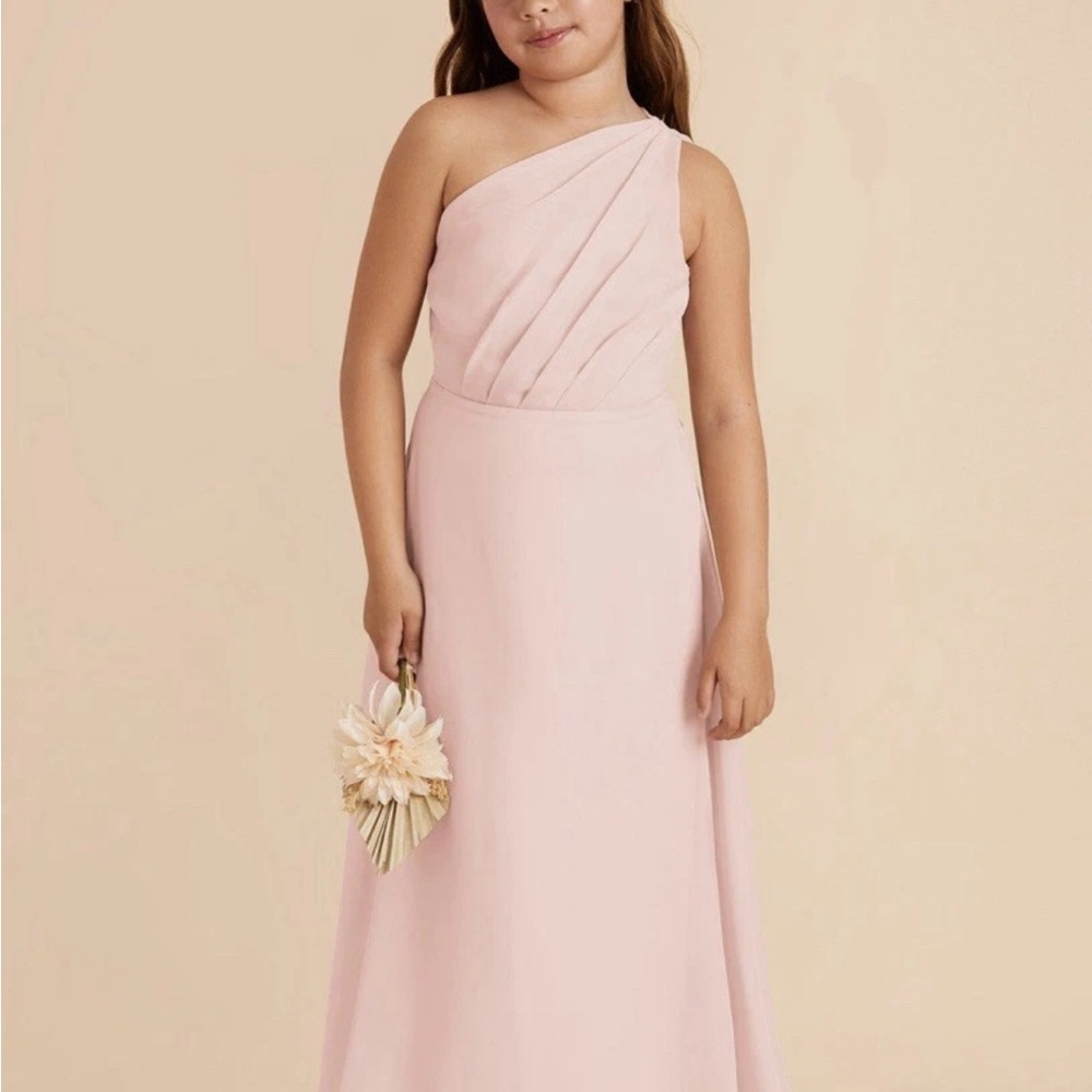 Birdy Grey Jr Bridesmaid One-Shoulder Blush Pink Girls Dress